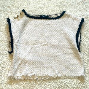 Zara cropped top, boucle with gold buttons